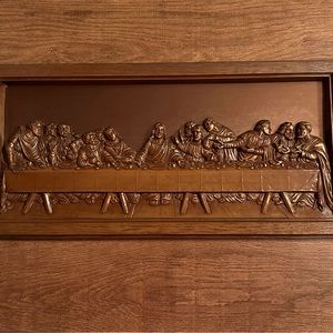 Vintage 70's Coppercraft Guild The Last Supper 3D Framed Christian Wall Plaque